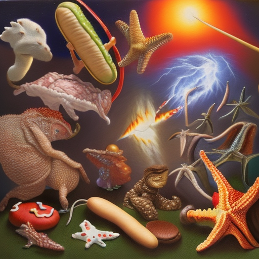 tornado, kiwi, chameleon, cake, starfish, chicken, suitcase, meteor, hot dog, broom